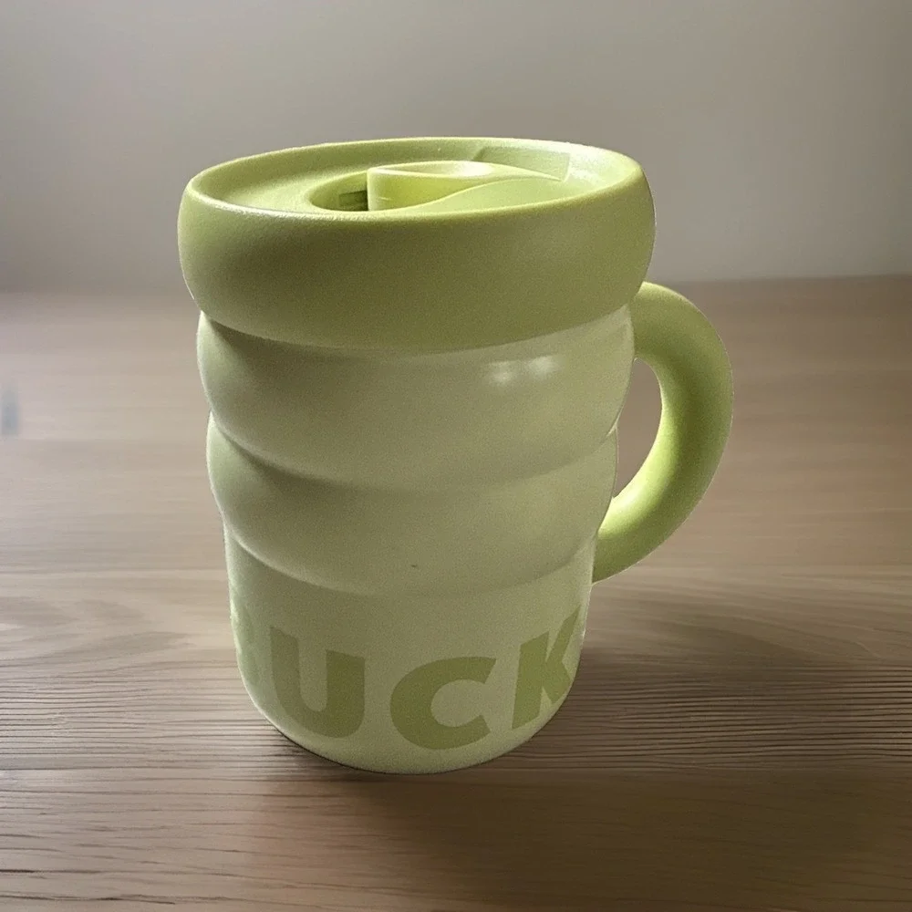 Starbucks Matcha Collection Rippled Mug 12 oz Cream Green Color